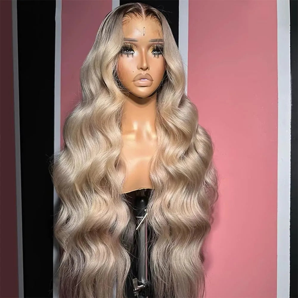Blonde with Root Colored Lace Front Wigs